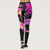 Schwarze Leggings mit lila gemischten Mustern (Rückseite)