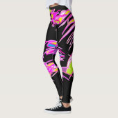 Schwarze Leggings mit lila gemischten Mustern (Links)