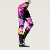 Schwarze Leggings mit lila gemischten Mustern (Rechts)