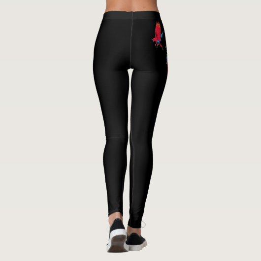 Schwarze Leggings mit Papageien (Rückseite)