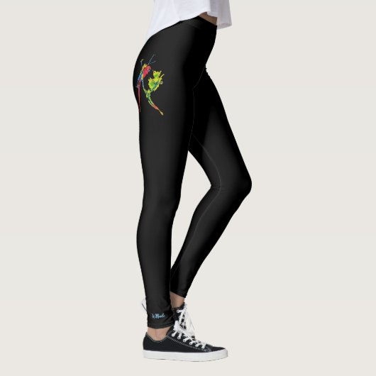 Schwarze Leggings mit Papageien (Rechts)