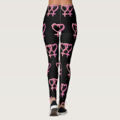 Schwarze Leggings mit rosa lesbischem Herzsymbol (Rückseite)