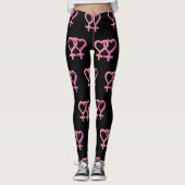 Schwarze Leggings mit rosa lesbischem Herzsymbol (Vorderseite)