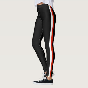 Schwarze Leggings mit seitlichem Streifen oder Far
