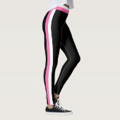 Schwarze Leggings, weiß und rosa Streifen Leggings (Rechts)