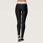 Schwarze Leggings, weiß und rosa Streifen Leggings (Rückseite)