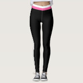 Schwarze Leggings, weiß und rosa Streifen Leggings (Vorderseite)