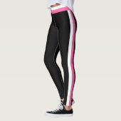 Schwarze Leggings, weiß und rosa Streifen Leggings (Links)