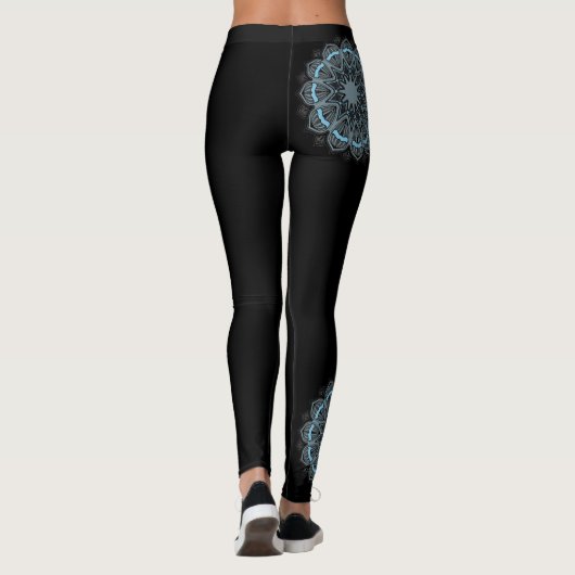 Schwarze Leggingsaquamarine Mandala-Yoga-Hosen Leggings (Rückseite)