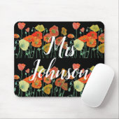 Schwarze Lehrer Name Blumencomputer Maus Mat Pad Mousepad (Mit Mouse)