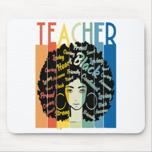 Schwarze Lehrerfrau Afro Retro Cool Black History Mousepad