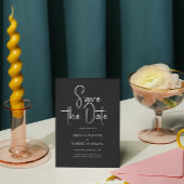 Schwarze Leinen Einfache Schwarze Schrift Save the Einladung