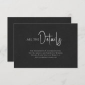 Schwarze Leinen Einfache Schwarze Skripte Hochzeit Einladung (Vorne/Hinten)