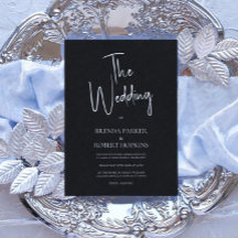 Schwarze Leinen Einfache White Script Einladung Ho