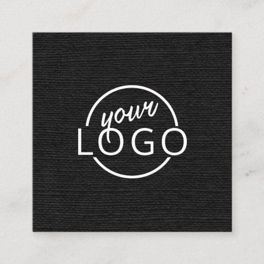 Schwarze Leinen modernes, minimalistisches Logo Quadratische Visitenkarte (Vorderseite)
