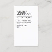 Schwarze Leinen senkrechte minimalistisch beruflic Visitenkarte (Rückseite)