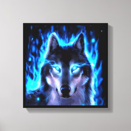 SCHWARZE LEINWAND WOLF WALL DEKORATION