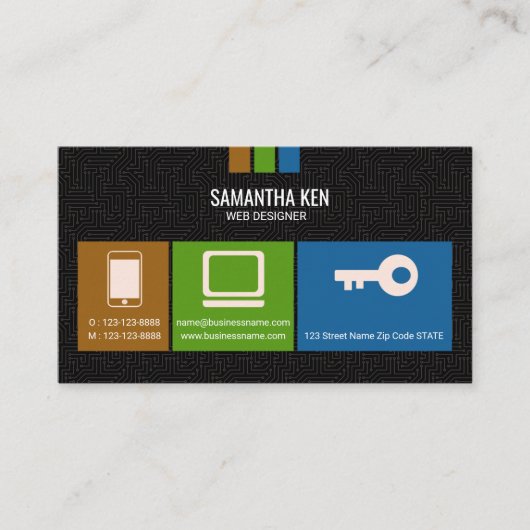 Schwarze Leiterplatte-Netz-Designer-Visitenkarte Visitenkarte (Vorderseite)