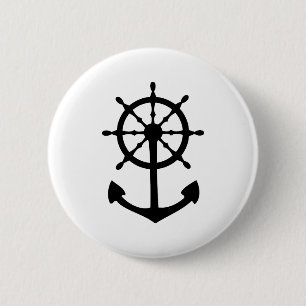 schwarze Lenkrad-Ankerikone Button