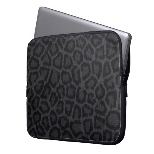 Schwarze Leopard-Laptop-Hülse Laptopschutzhülle (Vorderseite Links)