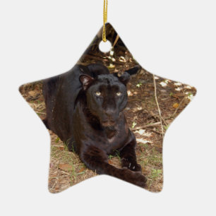 Schwarze Leopard-Weihnachtsverzierung Keramik Ornament