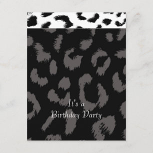 Schwarze Leoparden-Muster-Geburtstags-Einladung Einladung