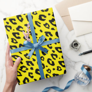 Schwarze Leopardflecken exotischer Tierdruck-Roset Geschenkpapier