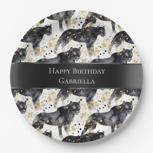 Schwarze Leopards Pappteller (Vorderseite)