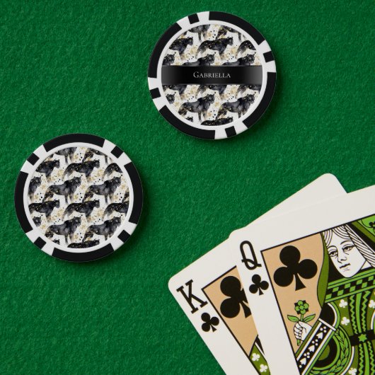 Schwarze Leopards Pokerchips (Pokertisch (doppelt))