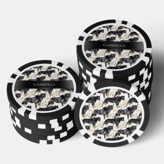 Schwarze Leopards Pokerchips (Stapel)