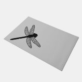 Schwarze Libelle-Silhouette auf Grau Fußmatte (Schrägansicht)