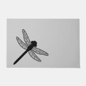 Schwarze Libelle-Silhouette auf Grau Fußmatte (Vorderseite)