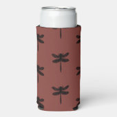 Schwarze Libelle-Skizze auf braun Selters Dosenkühler (Seltzer Vorderseite)