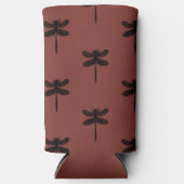 Schwarze Libelle-Skizze auf braun Selters Dosenkühler (Vorderseite)