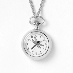 Schwarze Libellen-Silhouette Armbanduhr