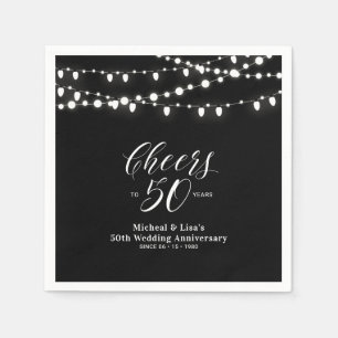 Schwarze Lichterkette Klassische Hochzeit Jubilä Serviette