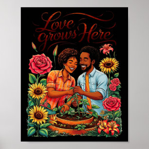 Schwarze Liebe Afroamerikanisches Paar Skizze Vale Poster