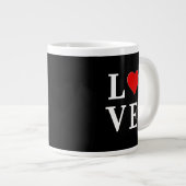 Schwarze LIEBE Herz Moderne Moderne Moderne Jumbo-Tasse (Vorderseite Rechts)