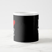 Schwarze LIEBE Herz Moderne Moderne Moderne Jumbo-Tasse (Vorderseite)