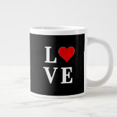 Schwarze LIEBE Herz Moderne Moderne Moderne Jumbo-Tasse (Rechts)