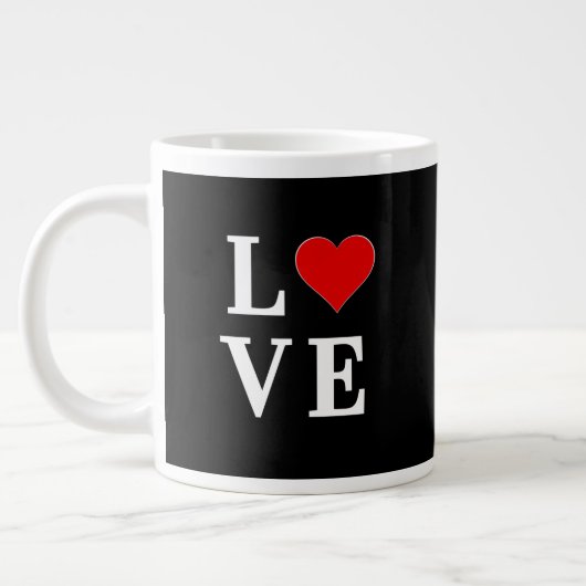 Schwarze LIEBE Herz Moderne Moderne Moderne Jumbo-Tasse (Links)
