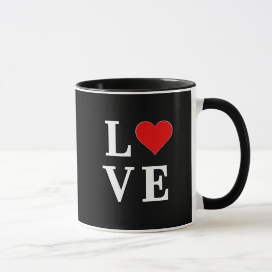 Schwarze LIEBE Herz Moderne Moderne Moderne Tasse (Rechts)