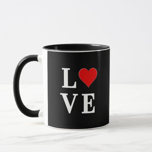 Schwarze LIEBE Herz Moderne Moderne Moderne Tasse (Links)