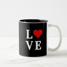 Schwarze LIEBE Herz Moderne Moderne Moderne Zweifarbige Tasse