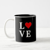Schwarze LIEBE Herz Moderne Moderne Moderne Zweifarbige Tasse (Links)