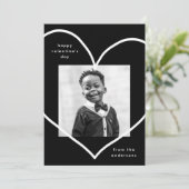 Schwarze Liebe Herzstück Foto Valentinstag Feiertagskarte (Stehend Vorderseite)