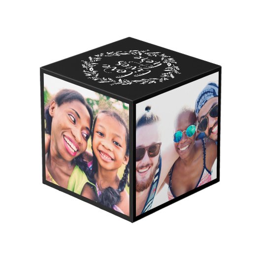 Schwarze Liebe lebt hier Kranz-Foto Würfel (Rückseite Schrägansicht)