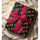 Schwarze LIEBE Minimalistisch Romantisches Retro Geschenkpapier