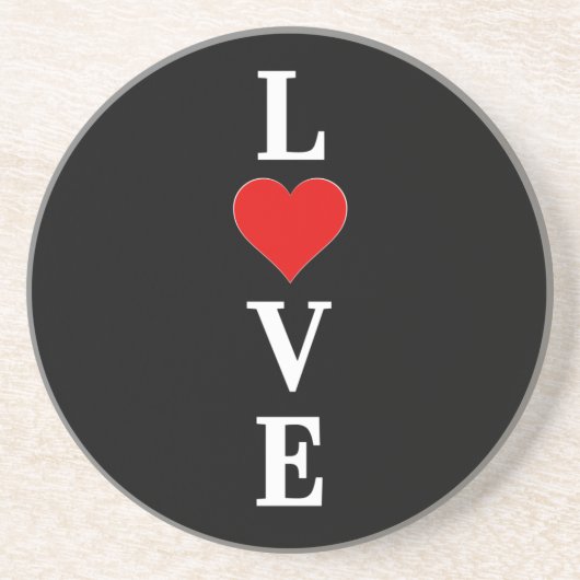 Schwarze LIEBE Moderne Tredny Schwarz/Weiß Getränkeuntersetzer (Vorne)