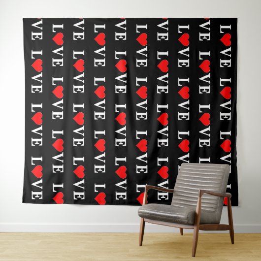 Schwarze LIEBE Moderne Tredny Schwarz/Weiß Wandteppich (Beispiel (Horizontal))